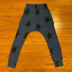 nununu light star baggy pants blue size 4-5 100% cotton. Like new